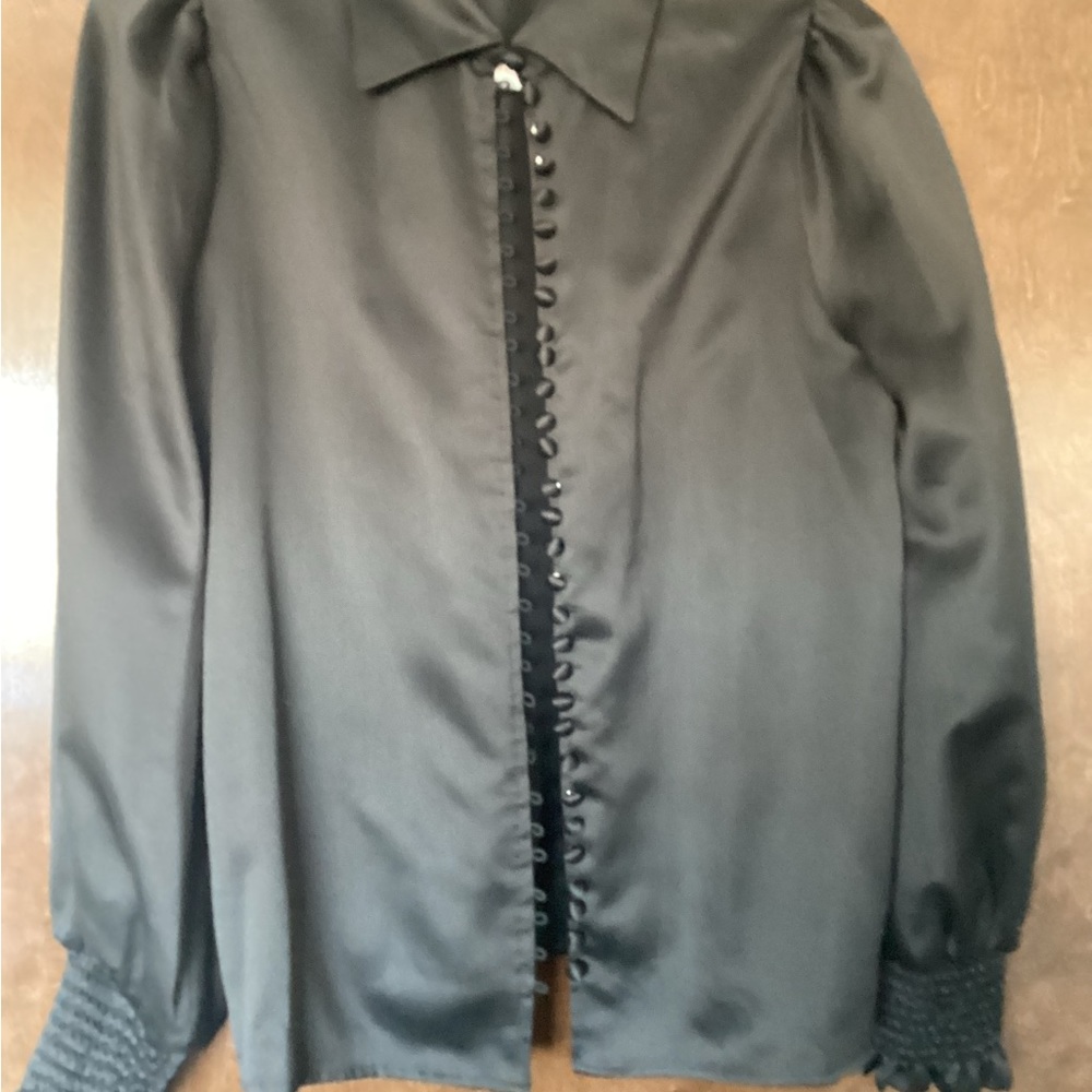 Kooples satin smocked blouse long sleeved